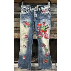 Women’s ANTIK DENIM Y2K Embroidered Floral Jeans Size 26 *A4